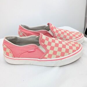 Vans Checkerboard‎ Slip On Pink Cream Women's 7.5 Skate Style
